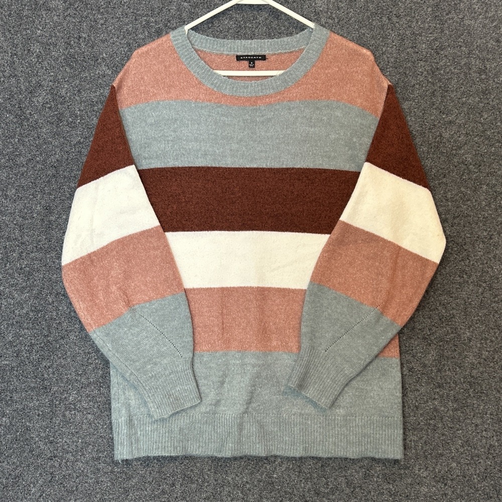 STACCATOs Oversized Striped Sweater -Rust/Mauve/Cream/Grey- Women's SMALL